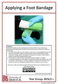 clinical skills instruction booklet cover page, Applying a foot bandage